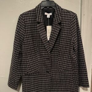 Houndstooth Patterned Black and White Women Jacket